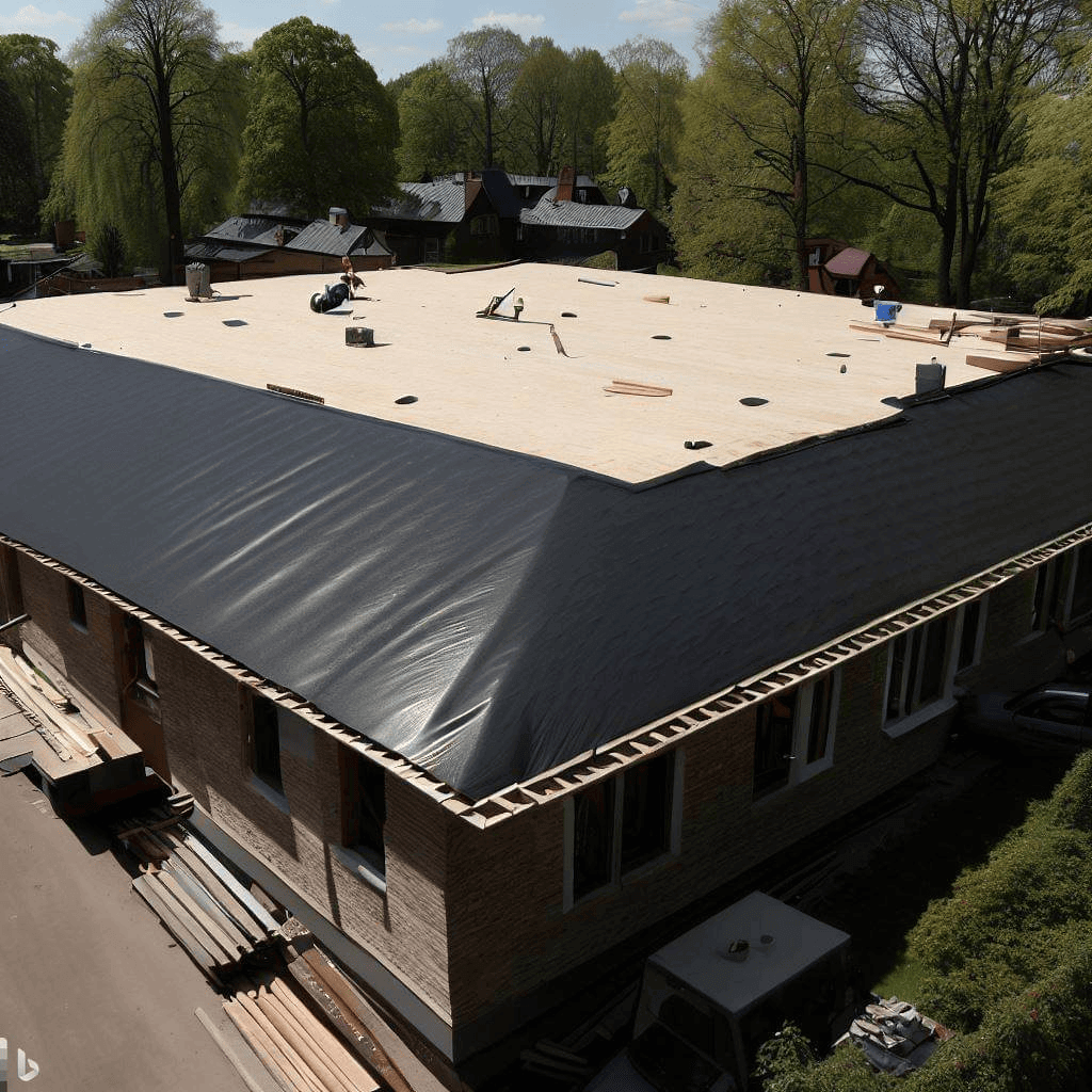 Pose d’une toiture élastomère sur un bâtiment commercial